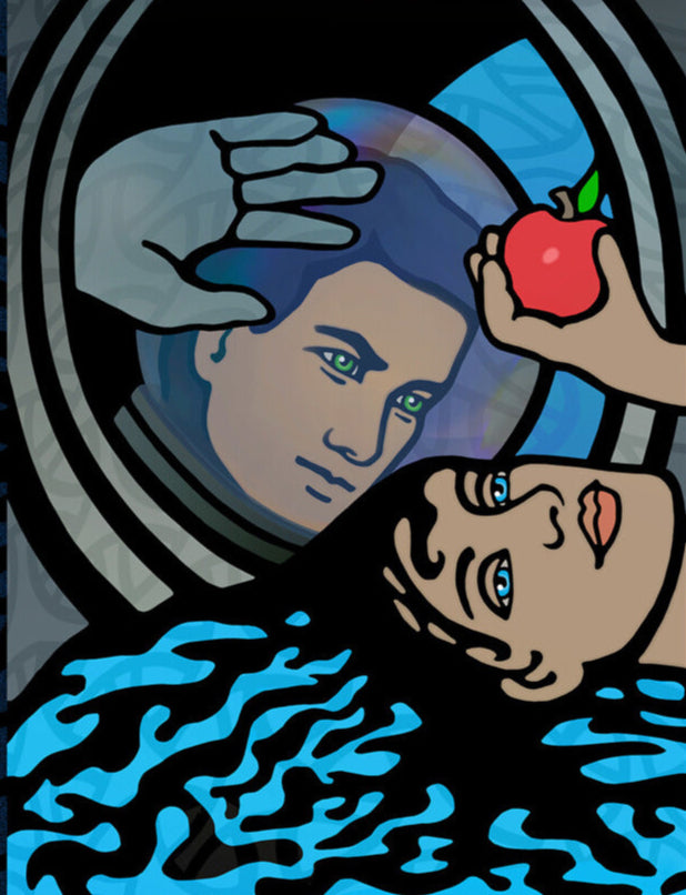 Book cover of 'Fantastic Scenes in the Universe' by Carolyn Ferris with a stylized illustration of a hand holding an apple.