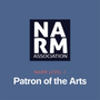 NARM Association logo on a blue background with 'NARM Level 2 Patron of the Arts' text.