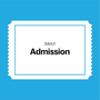 A graphic image of a daily admission ticket with a blue background.