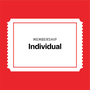 A graphic representation of an individual membership card with a red background and white text stating 'MEMBERSHIP Individual'.