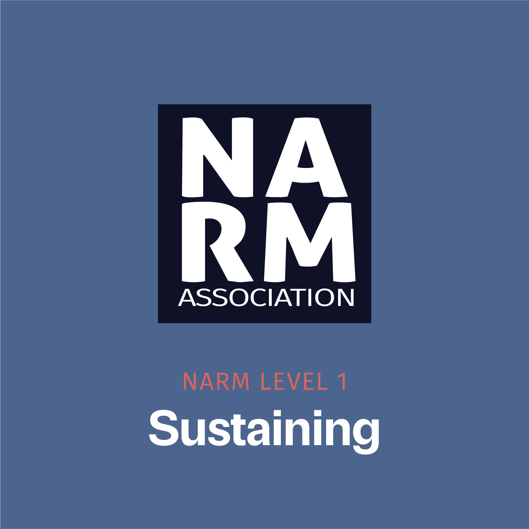 A graphic image displaying the NARM (North American Reciprocal Museum Association) logo and text indicating NARM Level 1 Sustaining Membership.